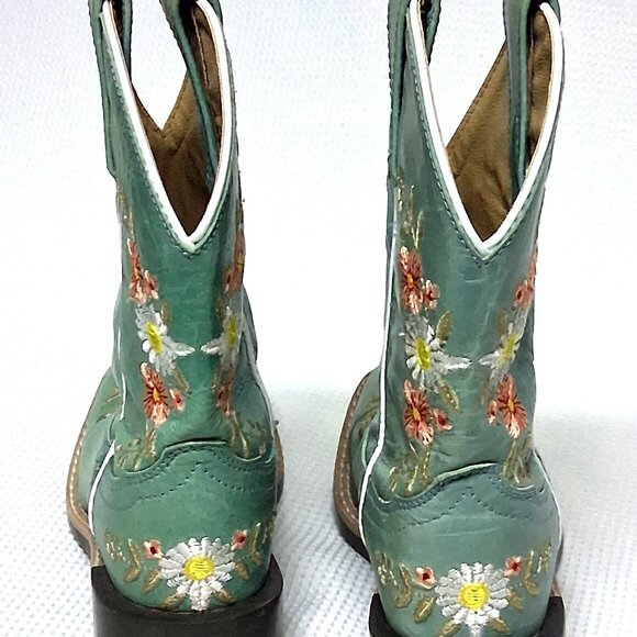 Smoky Mountain Girl's Boots Leather Western Floral Size 11 Blue-ish - Picture 6 of 9